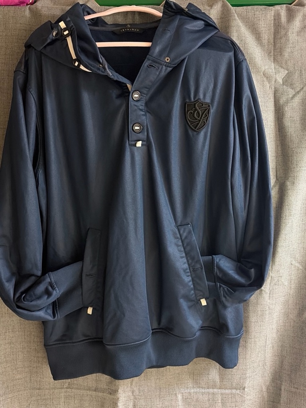 Sean John Navy Hooded Pullover with Crest